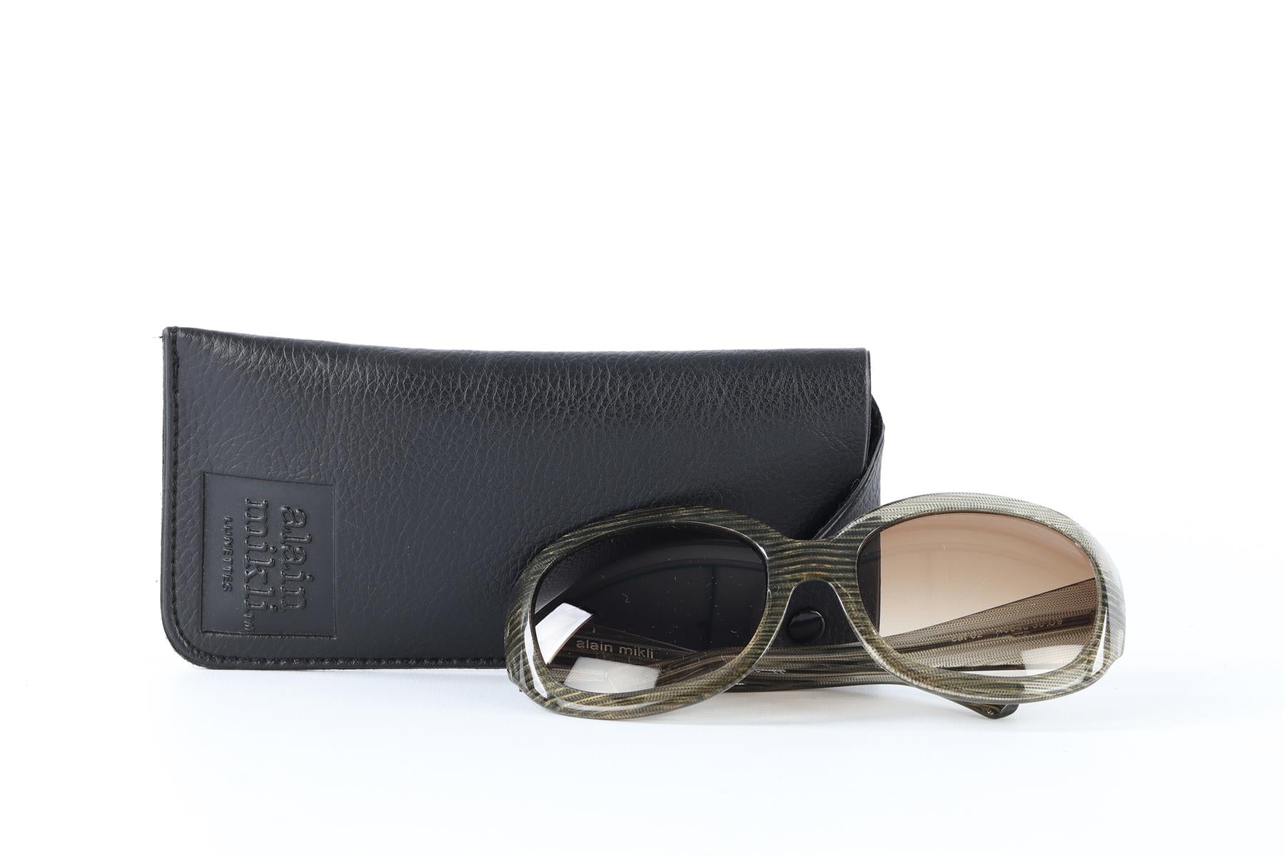 ALAIN MIKLI BEIGE OVAL FRAME ACETATE SUNGLASSES