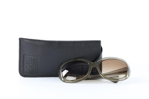 ALAIN MIKLI BEIGE OVAL FRAME ACETATE SUNGLASSES