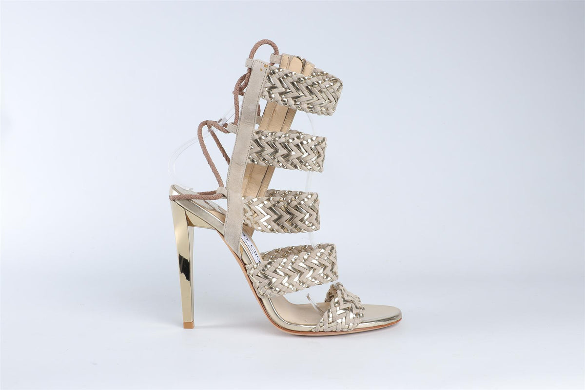 JIMMY CHOO GOLD SUEDE SANDALS EU 38 UK 5 US 8