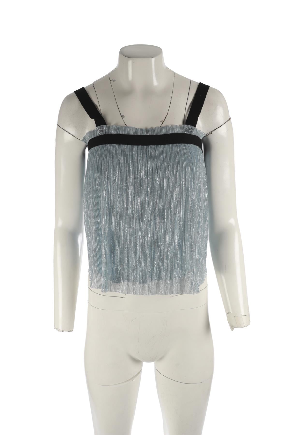 MAJE BLUE PLISSE TOP UK 8