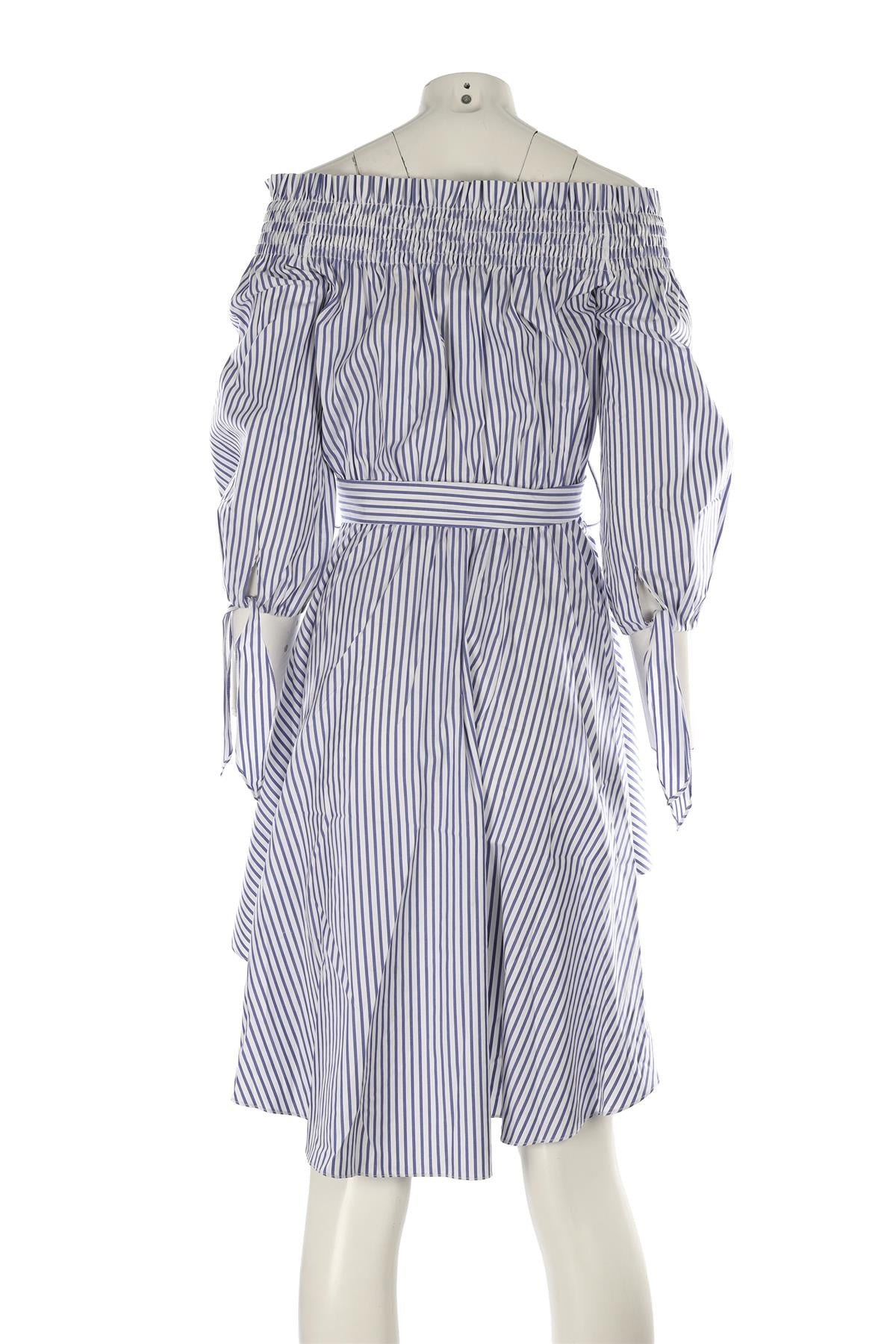 CAROLINE CONSTAS BLUE COTTON MIDI DRESS SMALL