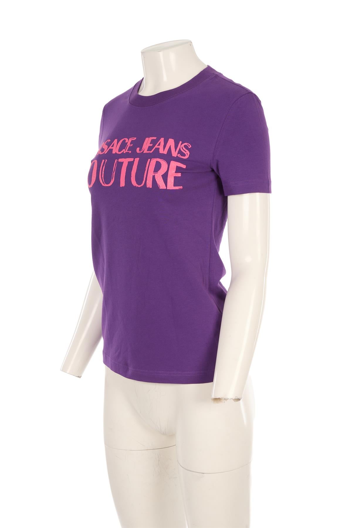 VERSACE JEANS COUTURE PURPLE COTTON T-SHIRT MEDIUM