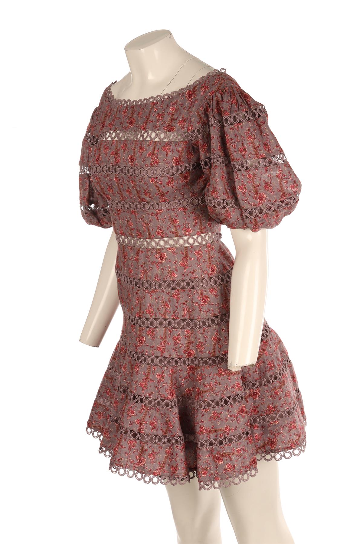 ZIMMERMANN PURPLE LINEN MINI DRESS 1 UK 10