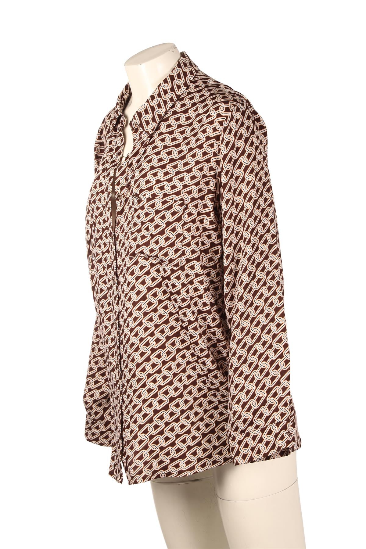 MELISSA ODABASH BROWN SATIN SHIRT MEDIUM
