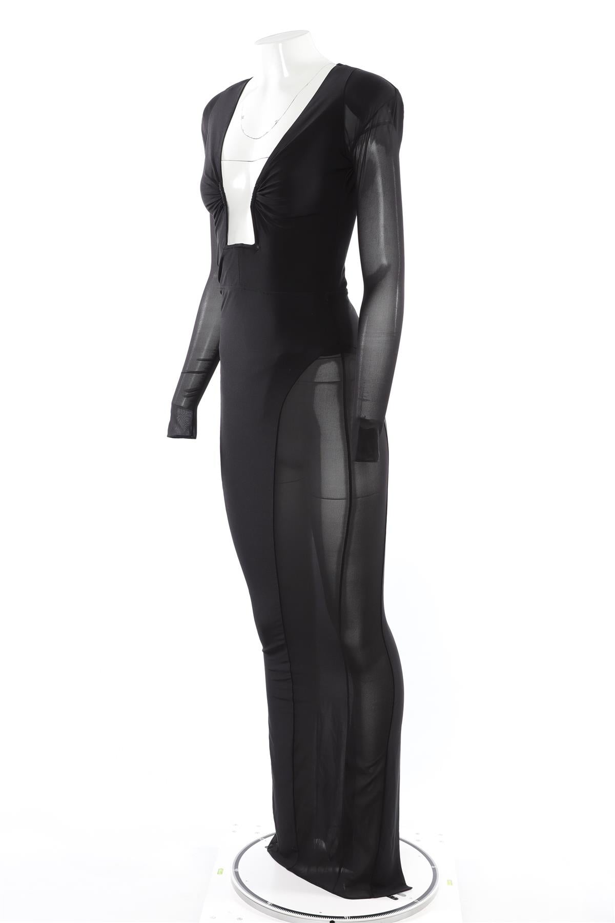 THE NEW ARRIVALS ILKYAZ OZEL BLACK JERSEY MAXI DRESS IT 36 UK 4