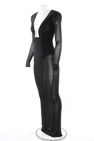 THE NEW ARRIVALS ILKYAZ OZEL BLACK JERSEY MAXI DRESS IT 36 UK 4