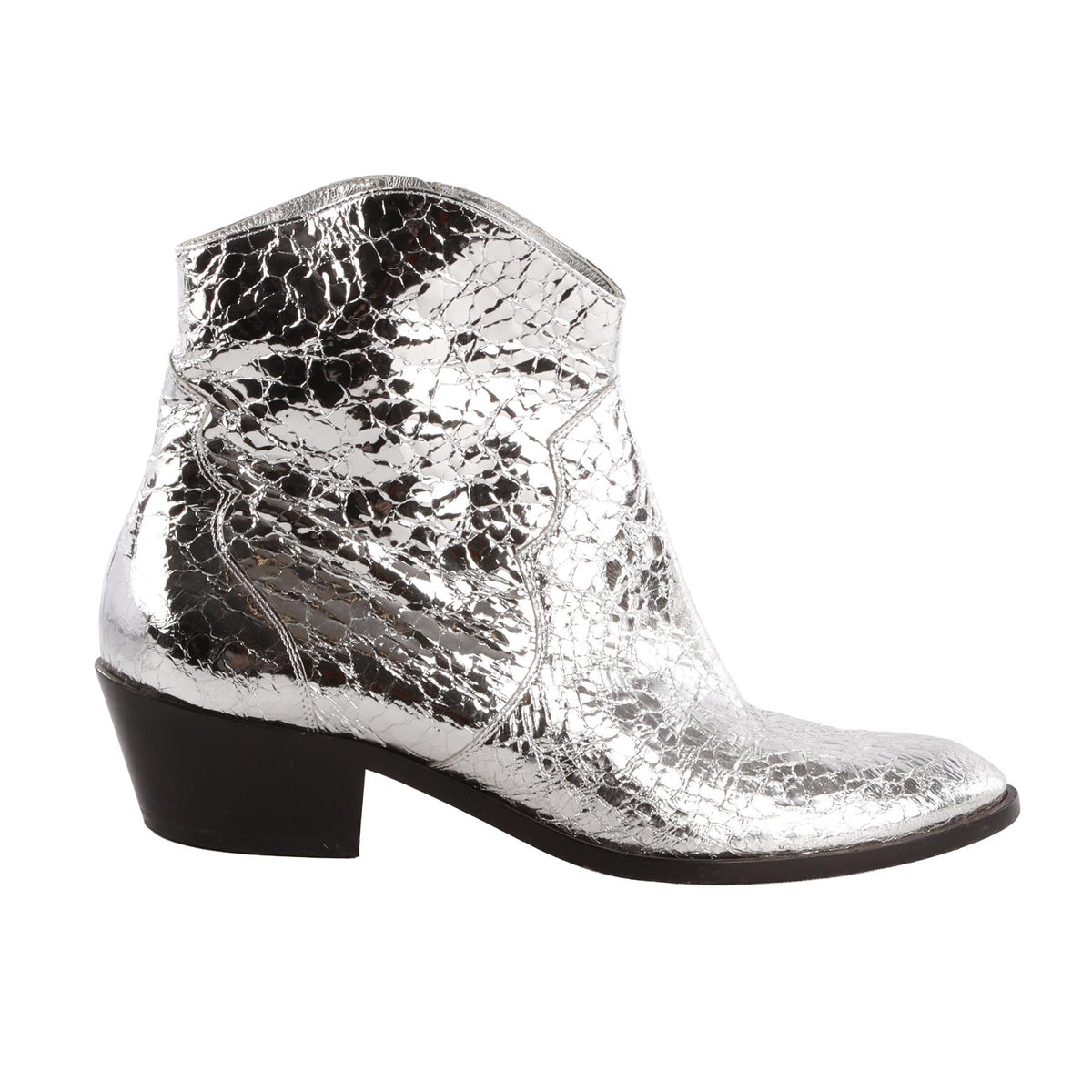 GINA SILVER LEATHER ANKLE BOOTS EU 40 UK 7