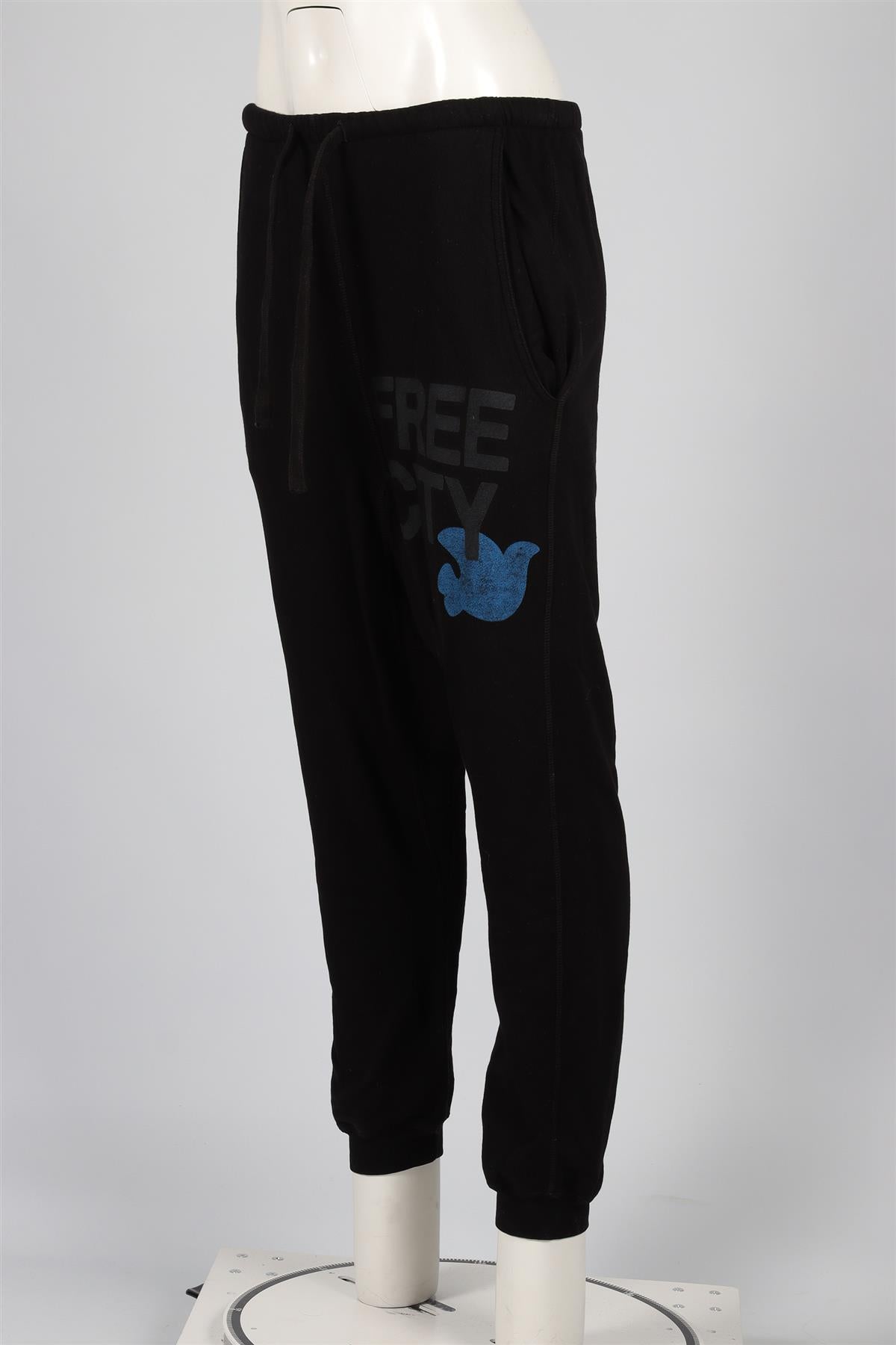 FREE CITY BLACK COTTON TRACK PANTS SMALL