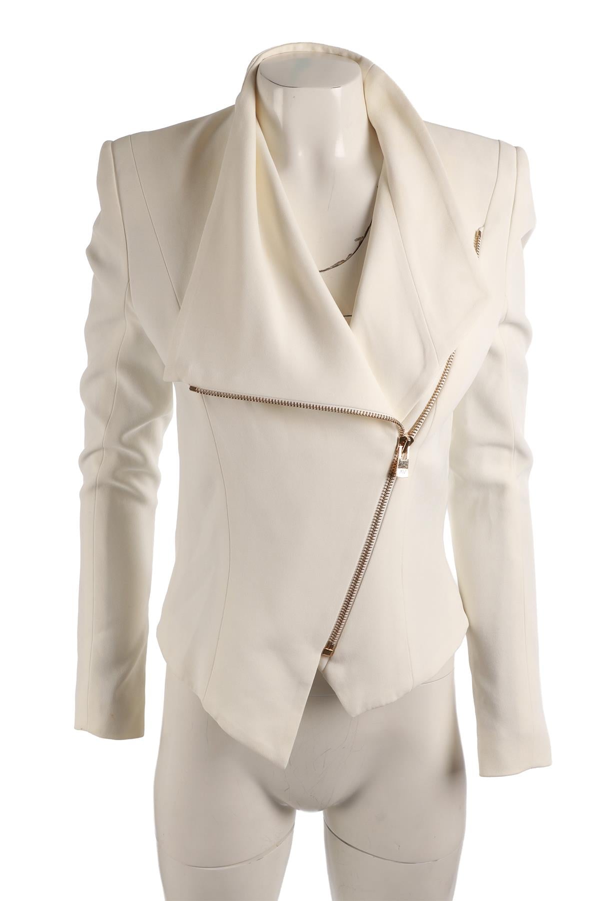 ALEXANDRE VAUTHIER IVORY CREPE JACKET FR 40 UK 12