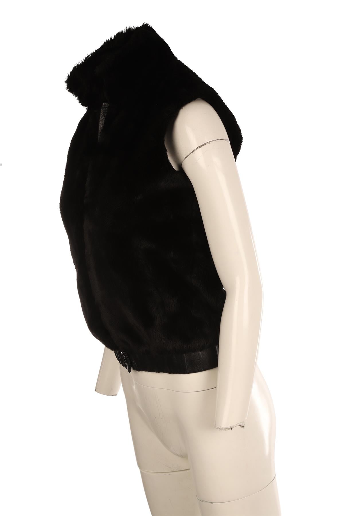ULLA JOHNSON BLACK FAUX FUR GILET XSMALL