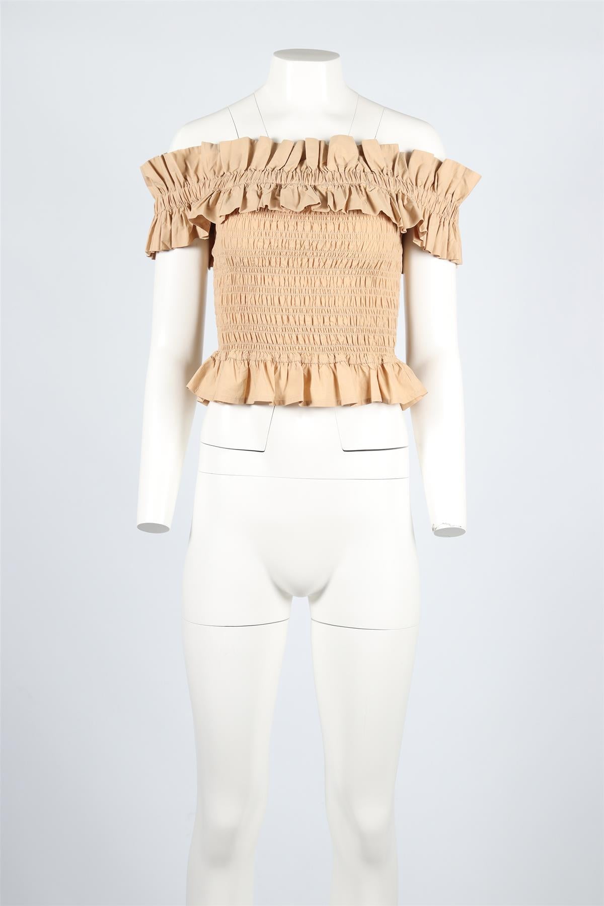GANNI BEIGE COTTON TOP EU 34 UK 6