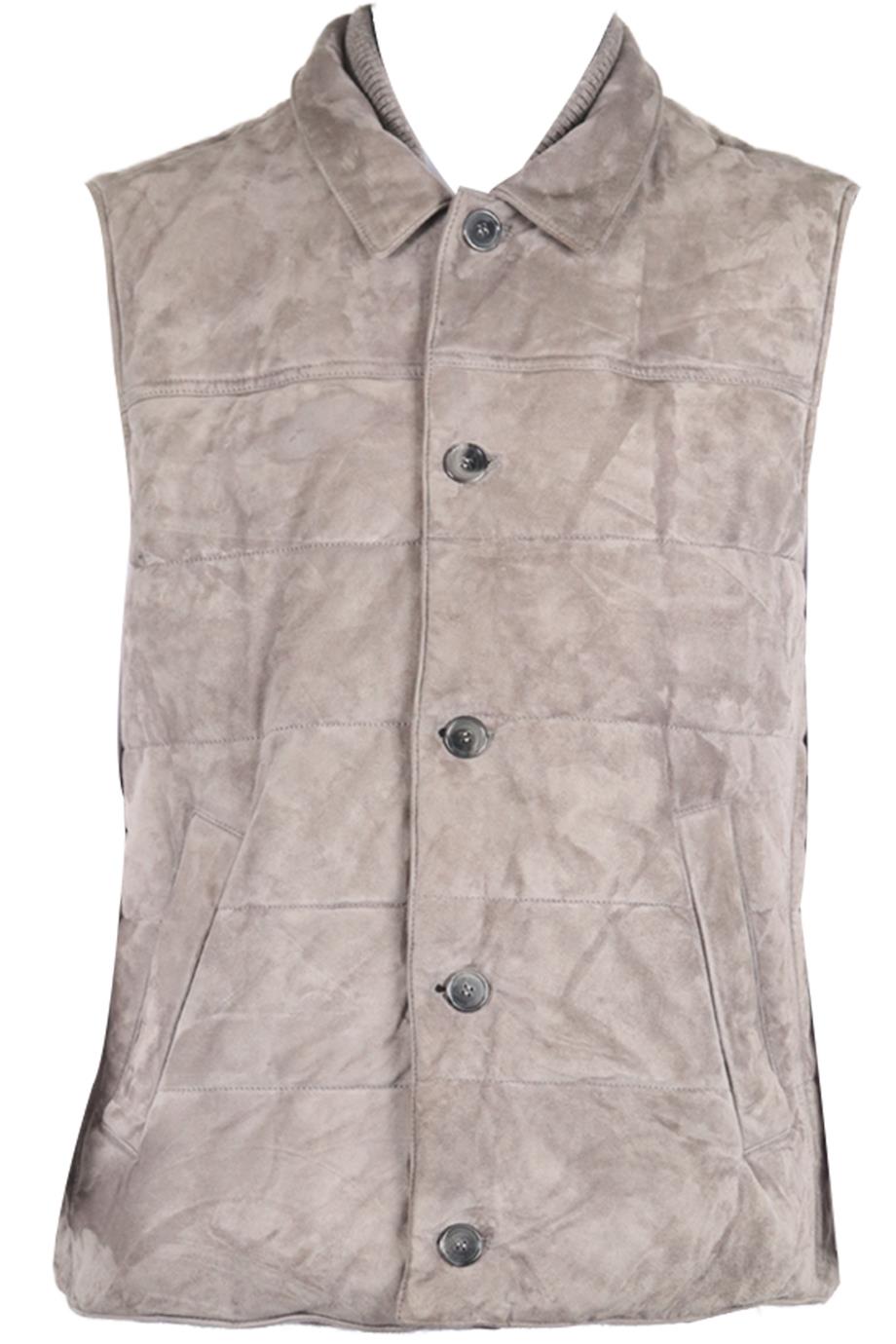 MANDELLI MEN'S QUILTED PADDED SUEDE VEST XLARGE