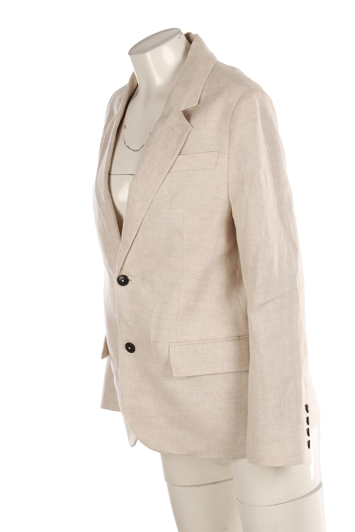 WITH NOTHING UNDERNEATH BEIGE LINEN BLAZER UK 8