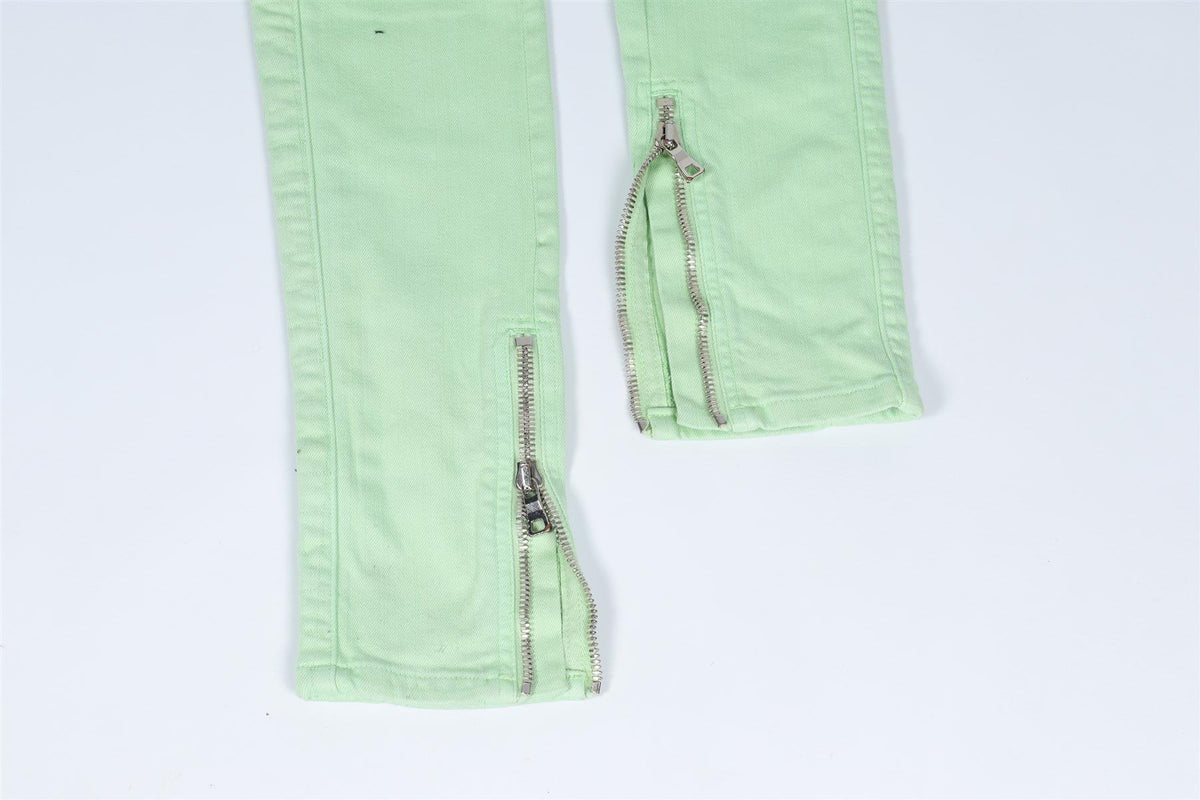 BALMAIN GREEN LOW RISE SKINNY JEANS FR 36 UK 8