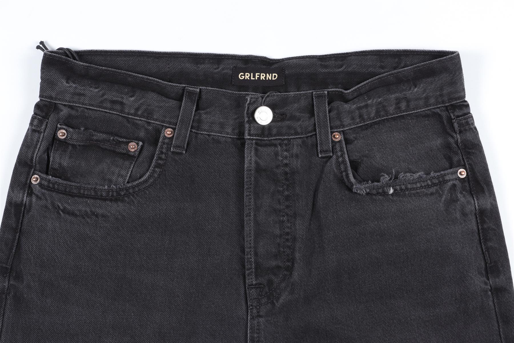 GRLFRND BLACK HIGH RISE STRAIGHT LEG JEANS W24 UK 6