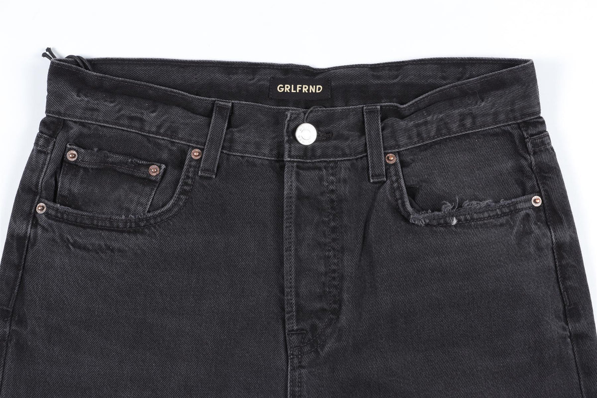 GRLFRND BLACK HIGH RISE STRAIGHT LEG JEANS W24 UK 6