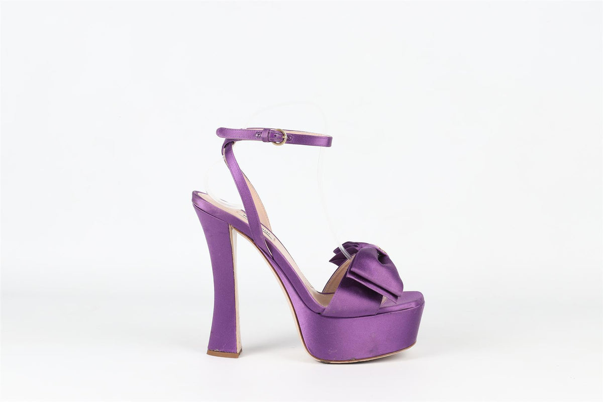 MIU MIU PURPLE SATIN PLAFORM SANDALS EU 38.5 UK 5.5 US 8.5