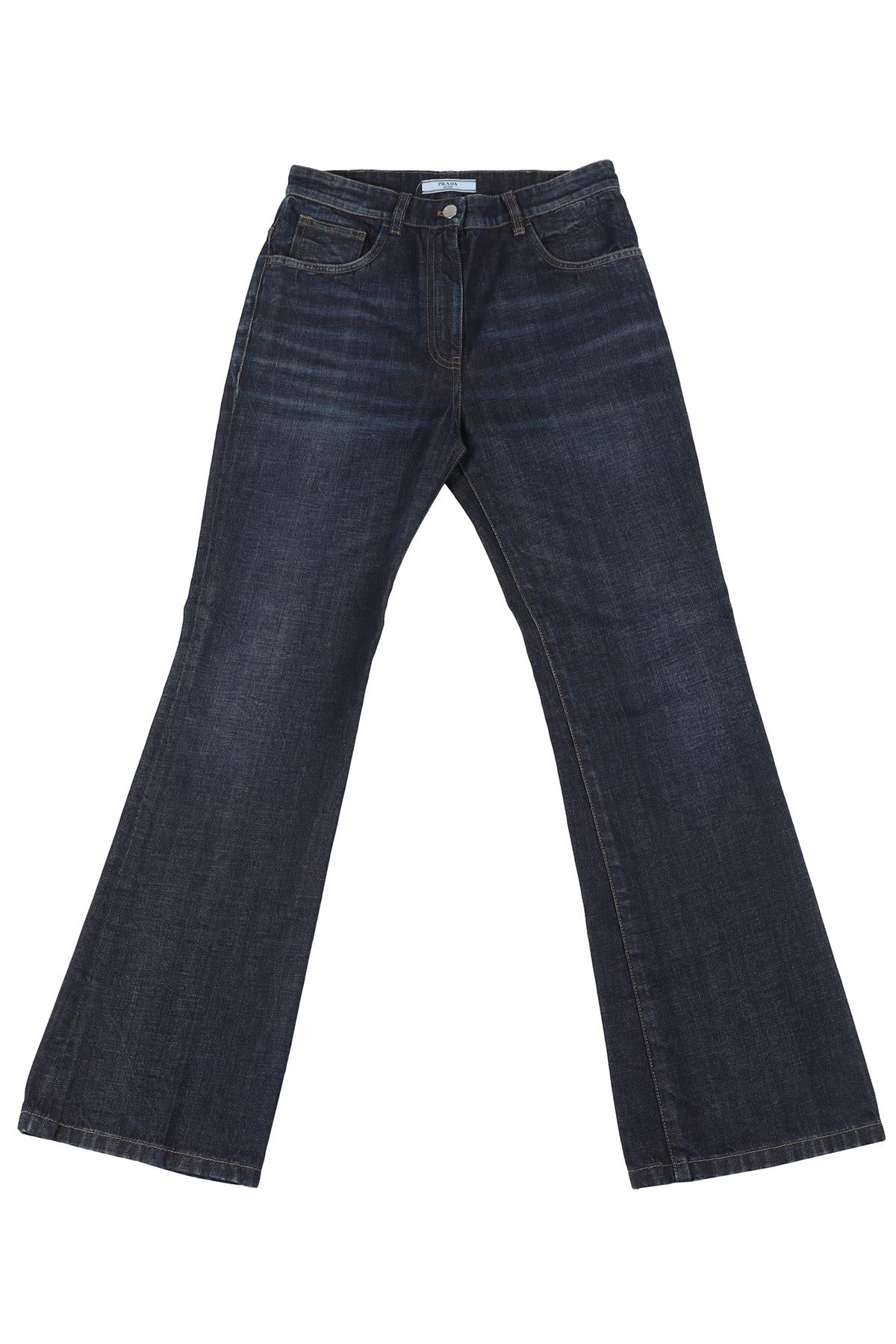 PRADA BLUE HIGH RISE FLARED JEANS IT 40