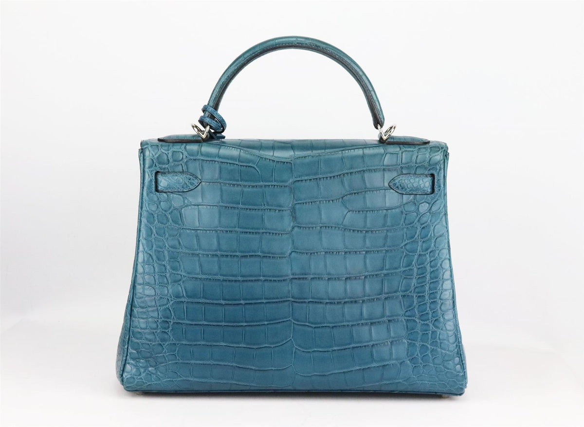 HERMÈS 2015 KELLY 32CM MATTE ALLIGATOR MISSISSIPPIENSIS LEATHER BAG