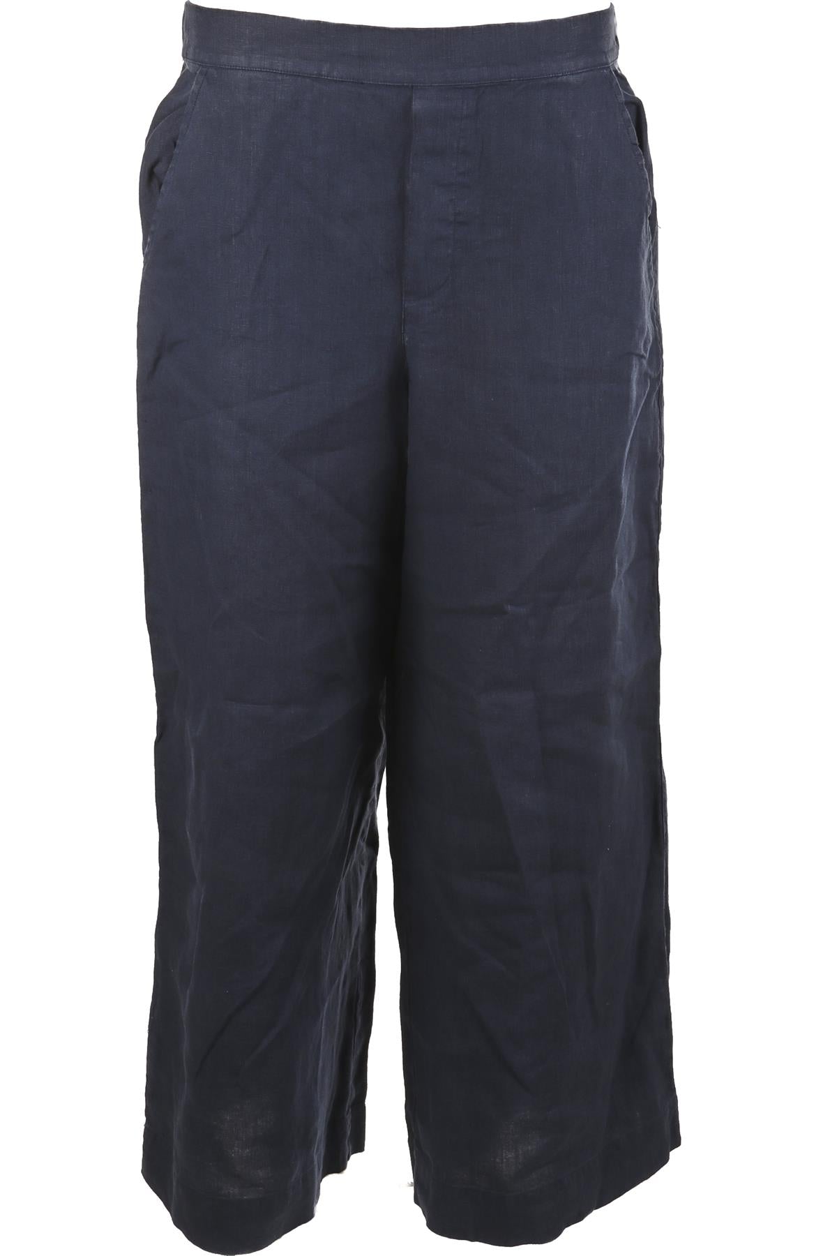 FRANK & EILEEN NAVY LINEN WIDE LEG PANTS SMALL