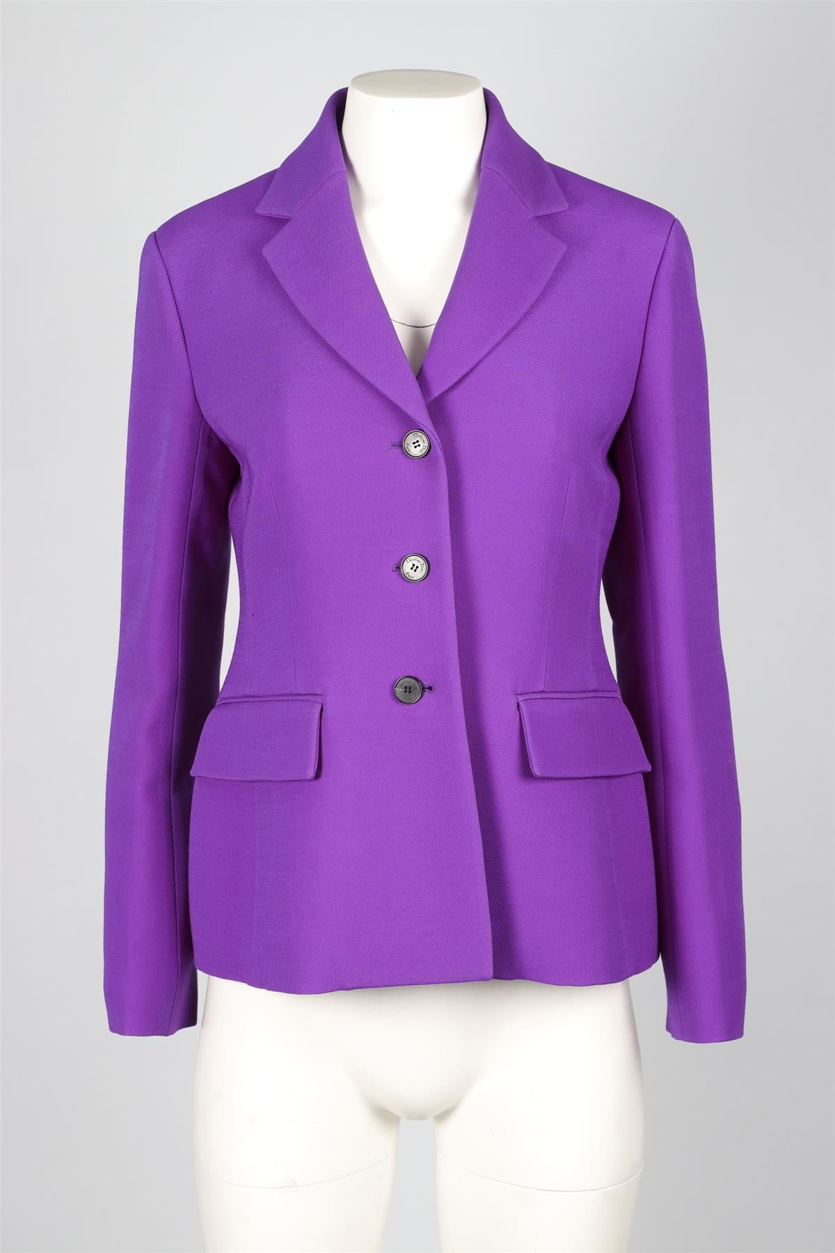 CHRISTIAN DIOR PURPLE WOOL BLAZER UK 12