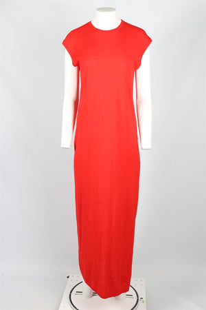 LESET RED WOOL MAXI DRESS SMALL