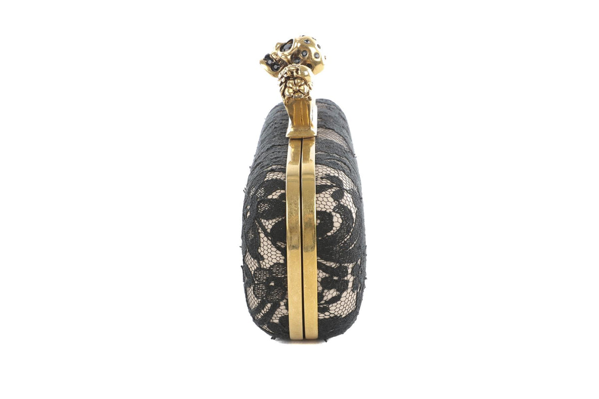 ALEXANDER MCQUEEN BLACK KNUCKLE LACE CLUTCH