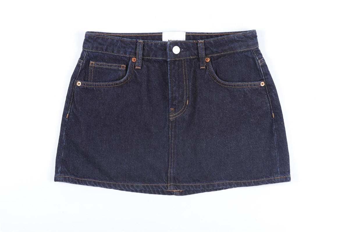 REFORMATION BLUE DEMIN MINI SKIRT W25 UK 6-8