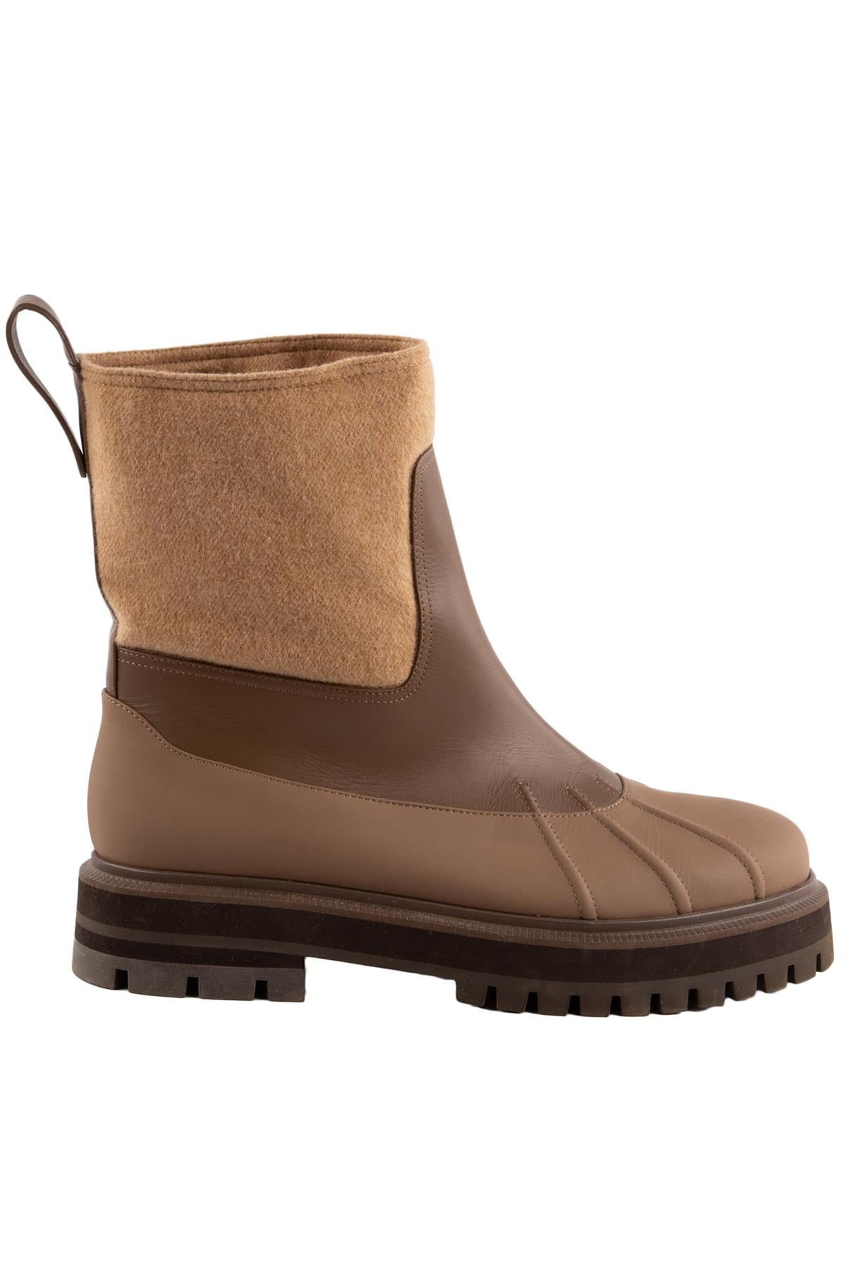 LORO PIANA BROWN REGENT LEATHER ANKLE BOOTS EU 39