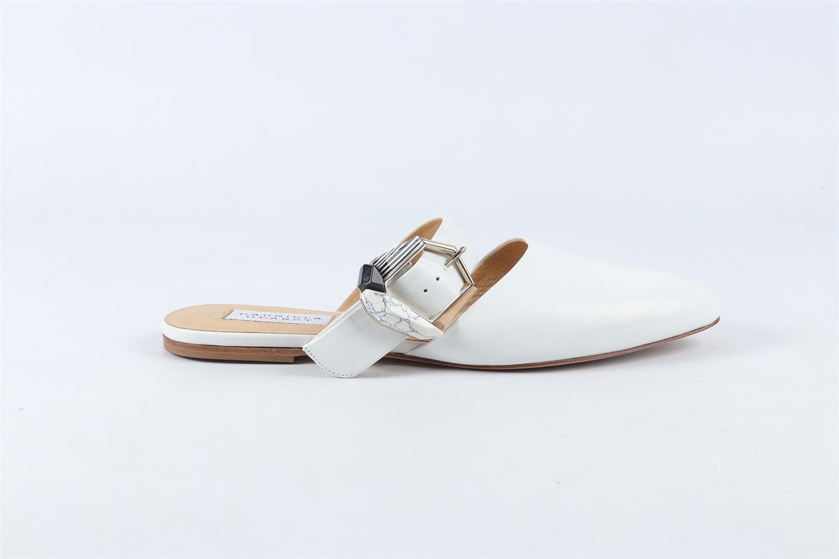 GABRIELA HEARST WHITE LEATHER MULES EU 38 UK 5 US 8