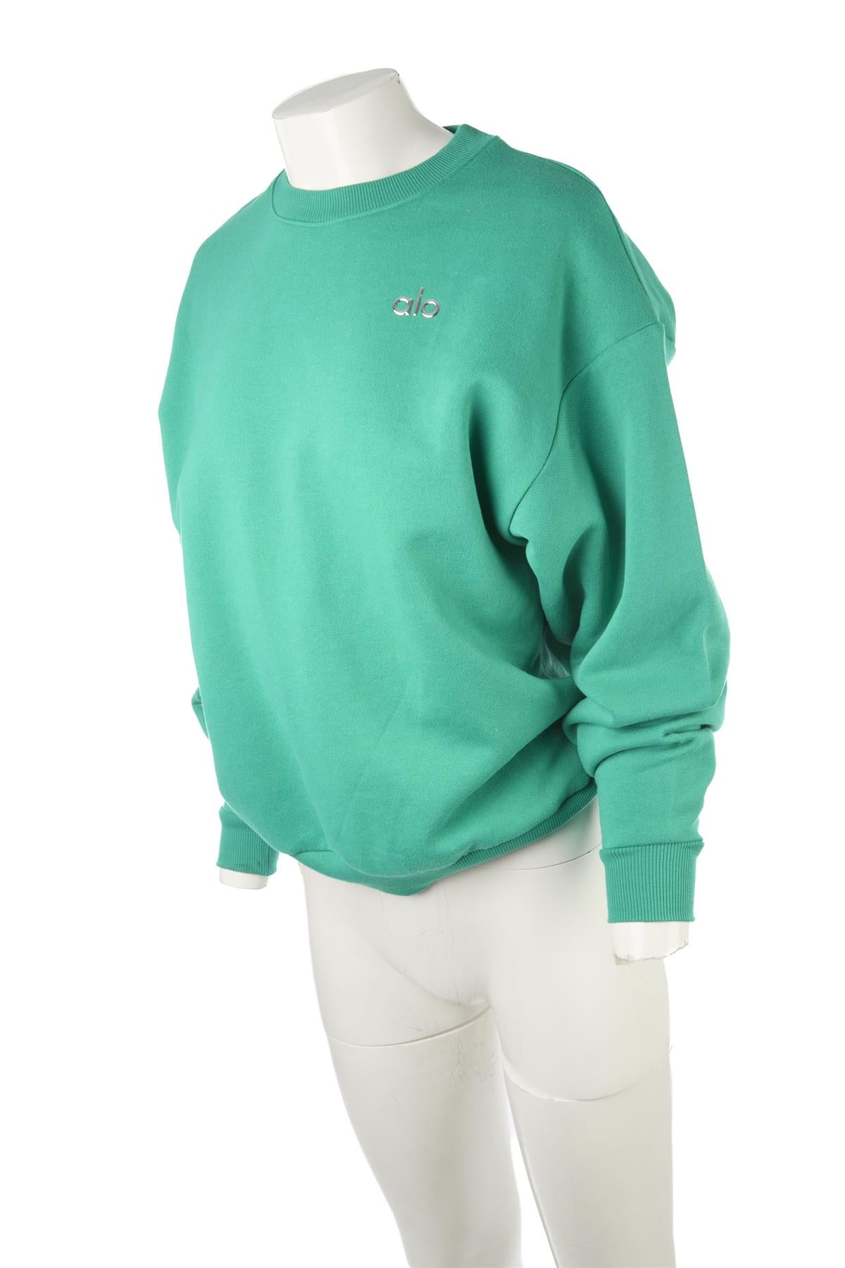 ALO YOGA GREEN COTTON SWEATSHIRT XXSMALL