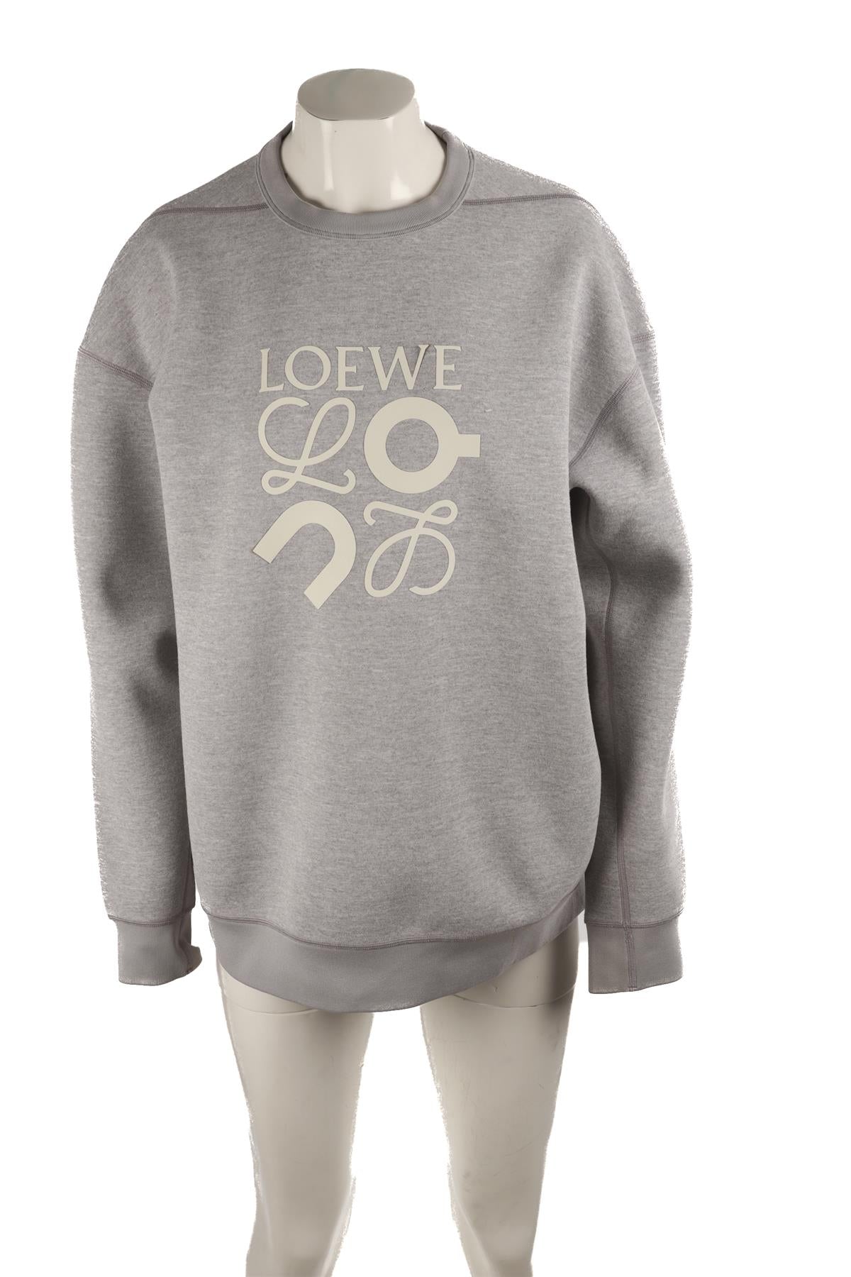 LOEWE + ON GREY JERSEY SWEATSHIRT SMALL