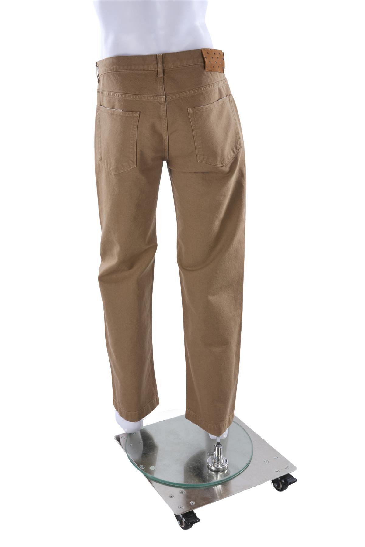 BROWN MEN'S COTTON STRAIGHT LEG PANTS