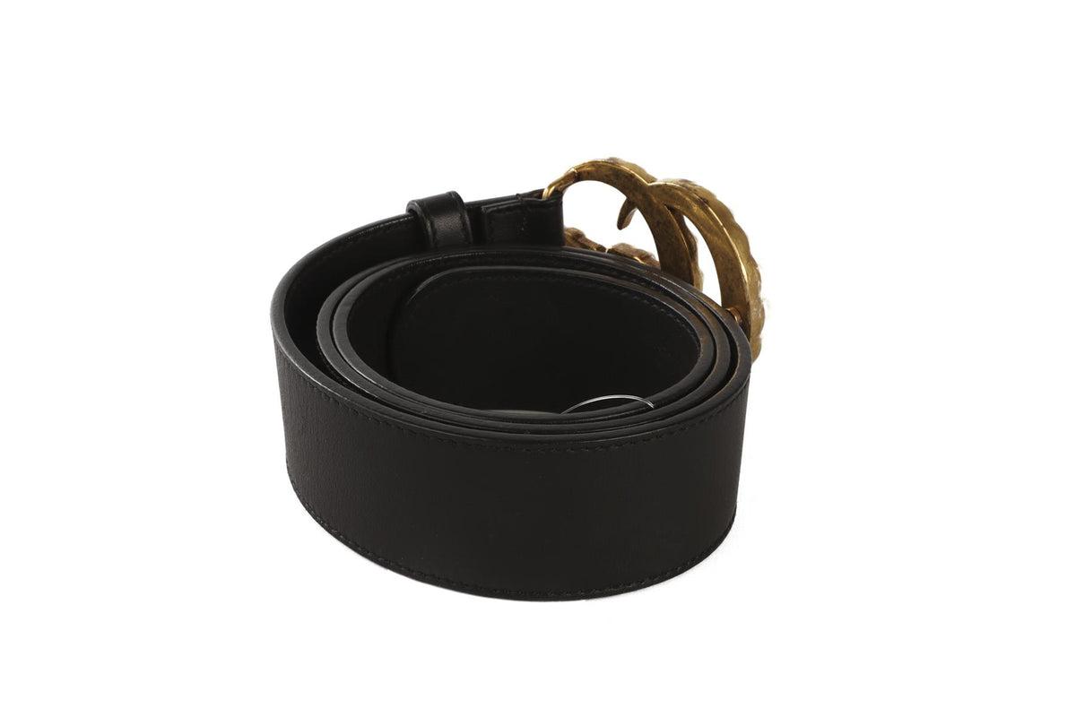 GUCCI BLACK GG LEATHER WAIST BELT 80CM