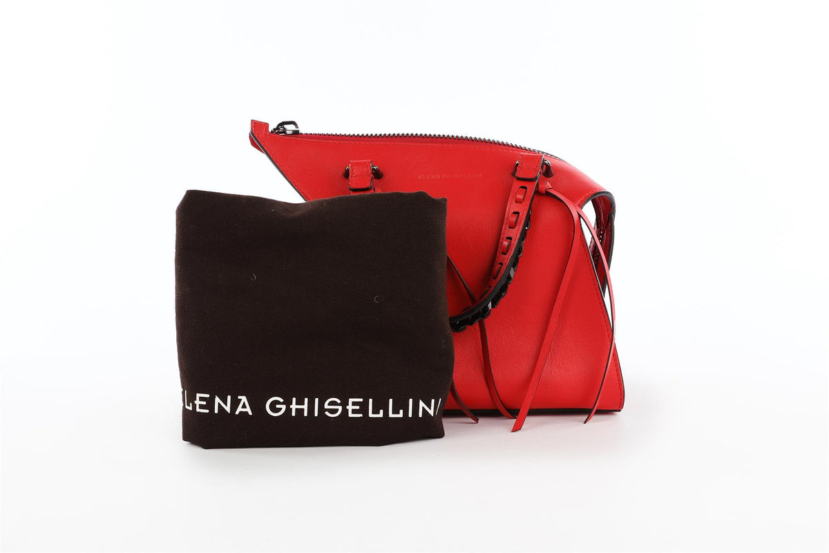ELENA GHISELLINI RED LEATHER TOTE BAG