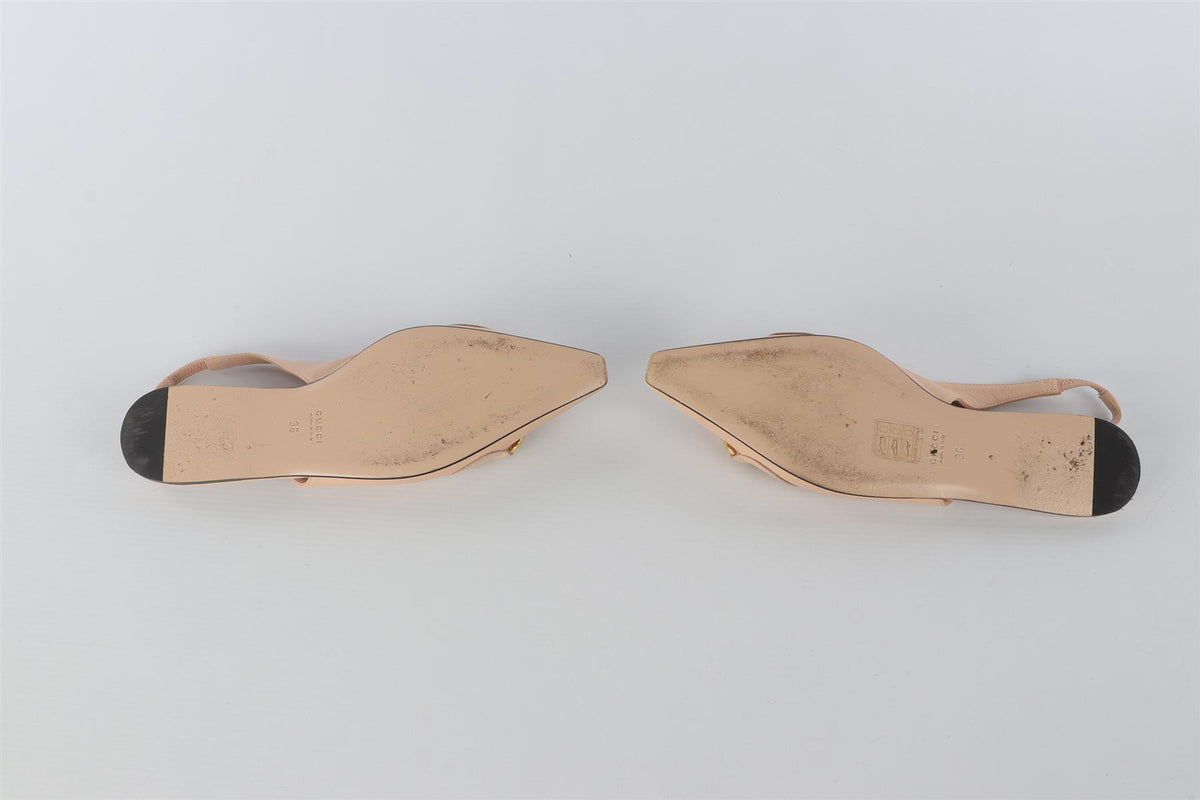 GUCCI NUDE GG LEATHER SLINGBACK FLATS EU 36 UK 3 US 6
