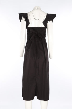 JOHANNA ORTIZ BLACK COTTON MIDI DRESS US 4 UK 8