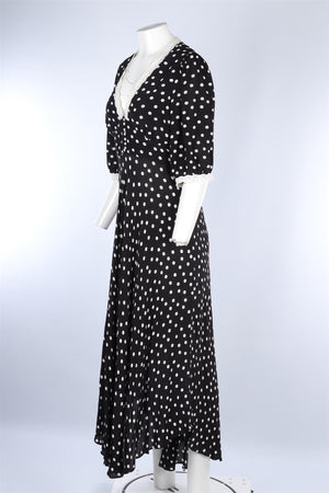 RIXO BLACK CREPE MAXI DRESS UK 14