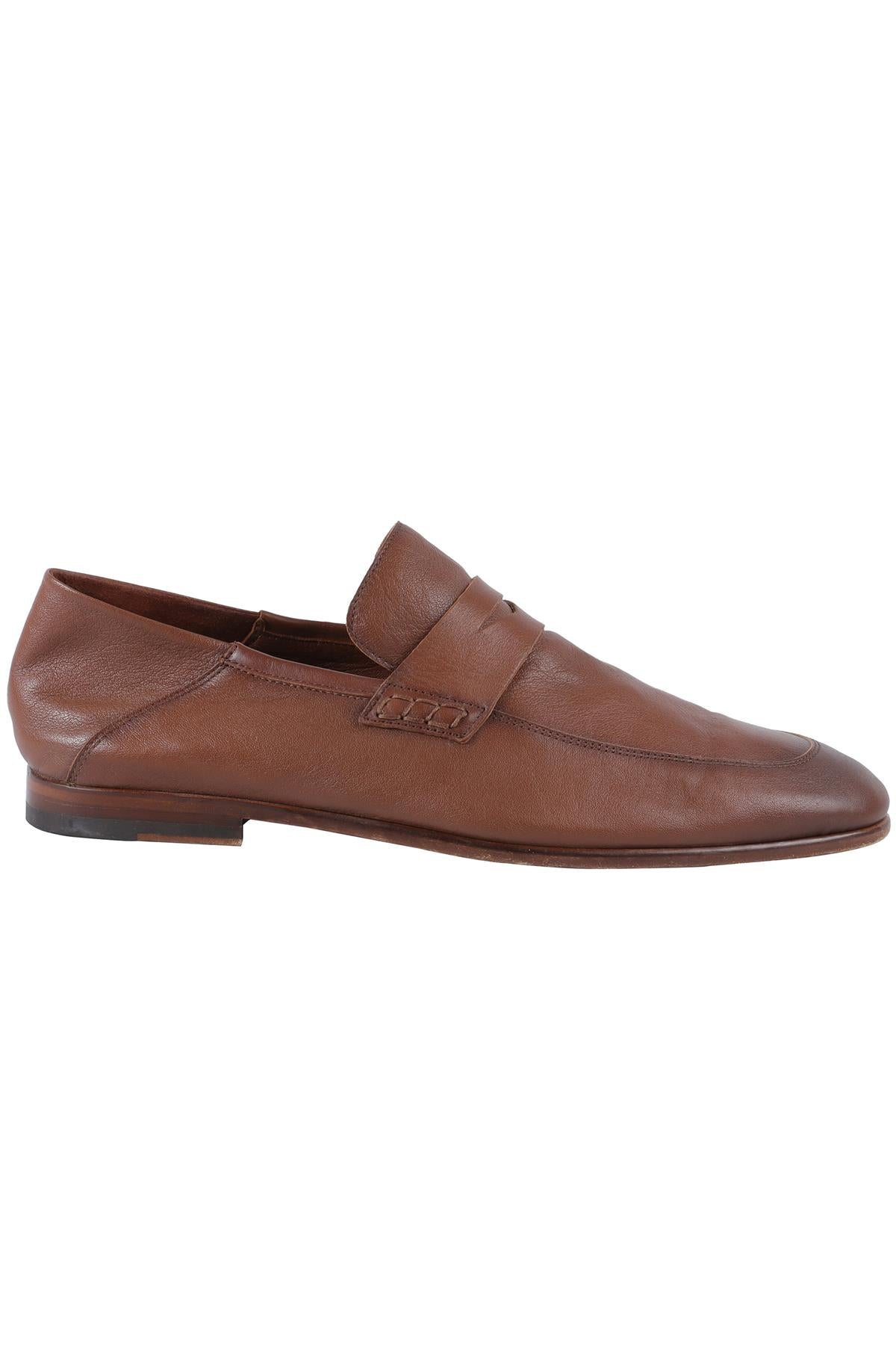 HARRYS OF LONDON BROWN MEN'S LEATHER LOAFERS UK 10 EU 44 US 11