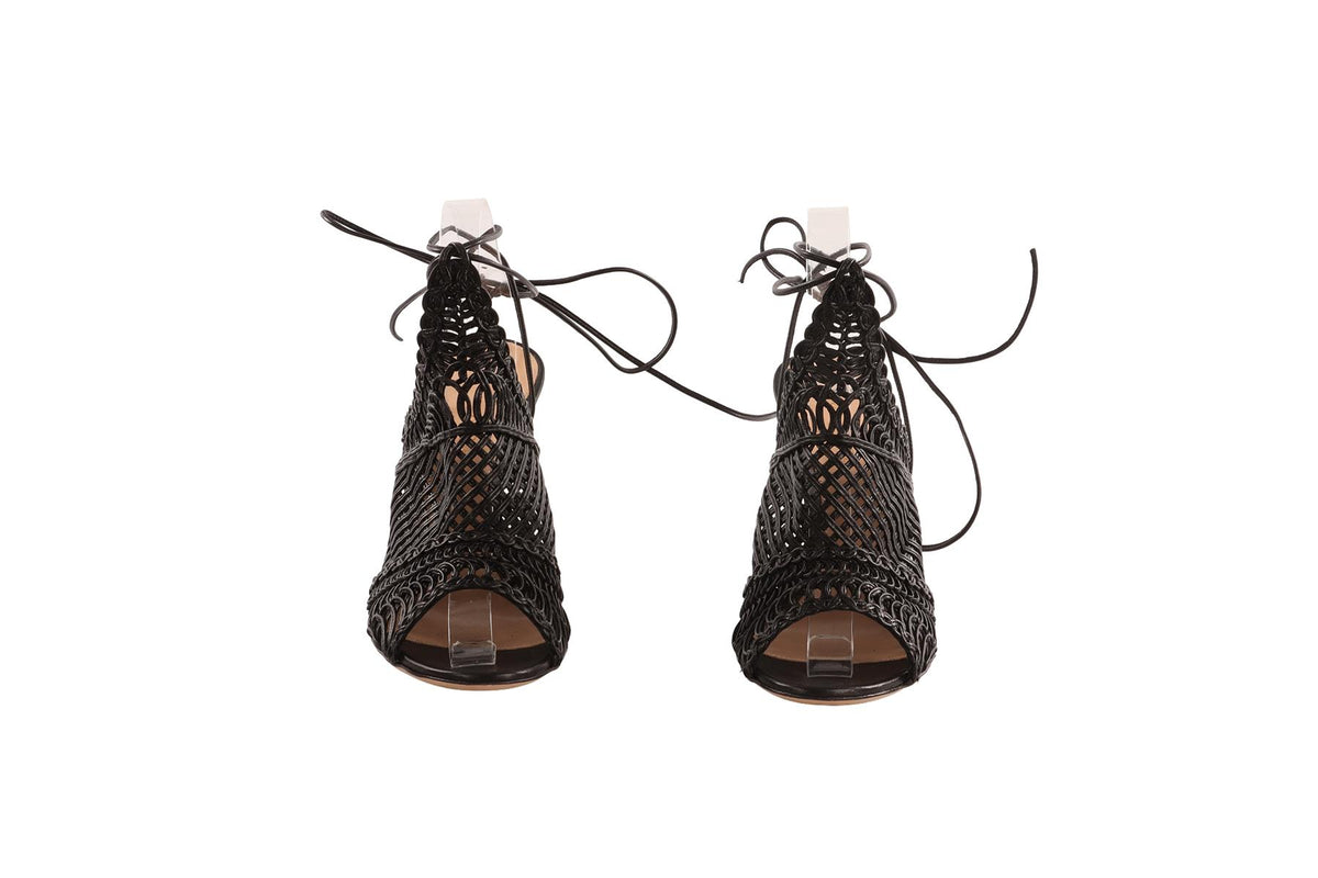 GIANVITO ROSSI BLACK LEATHER SANDALS EU 38.5 UK 5.5