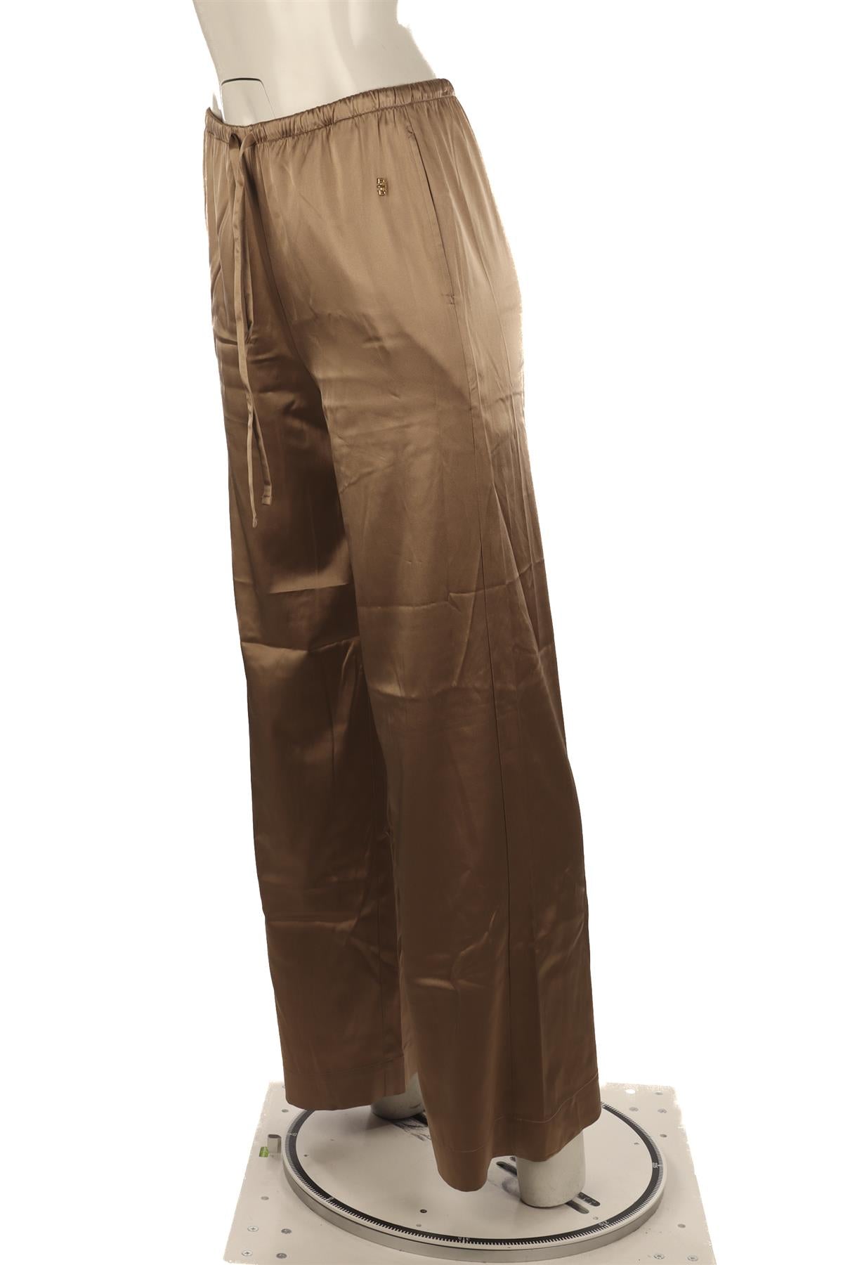 ETERNE BROWN SILK STRAIGHT LEG PANTS XSMALL-SMALL