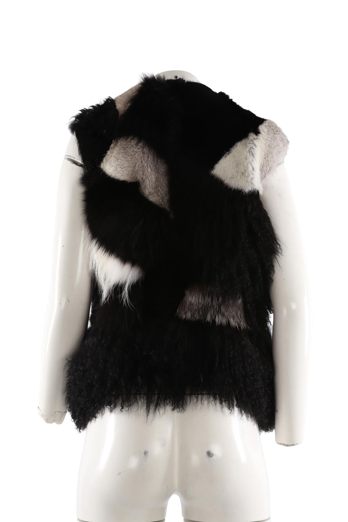 JOSEPH BLACK FUR GILET FR 38 UK 10