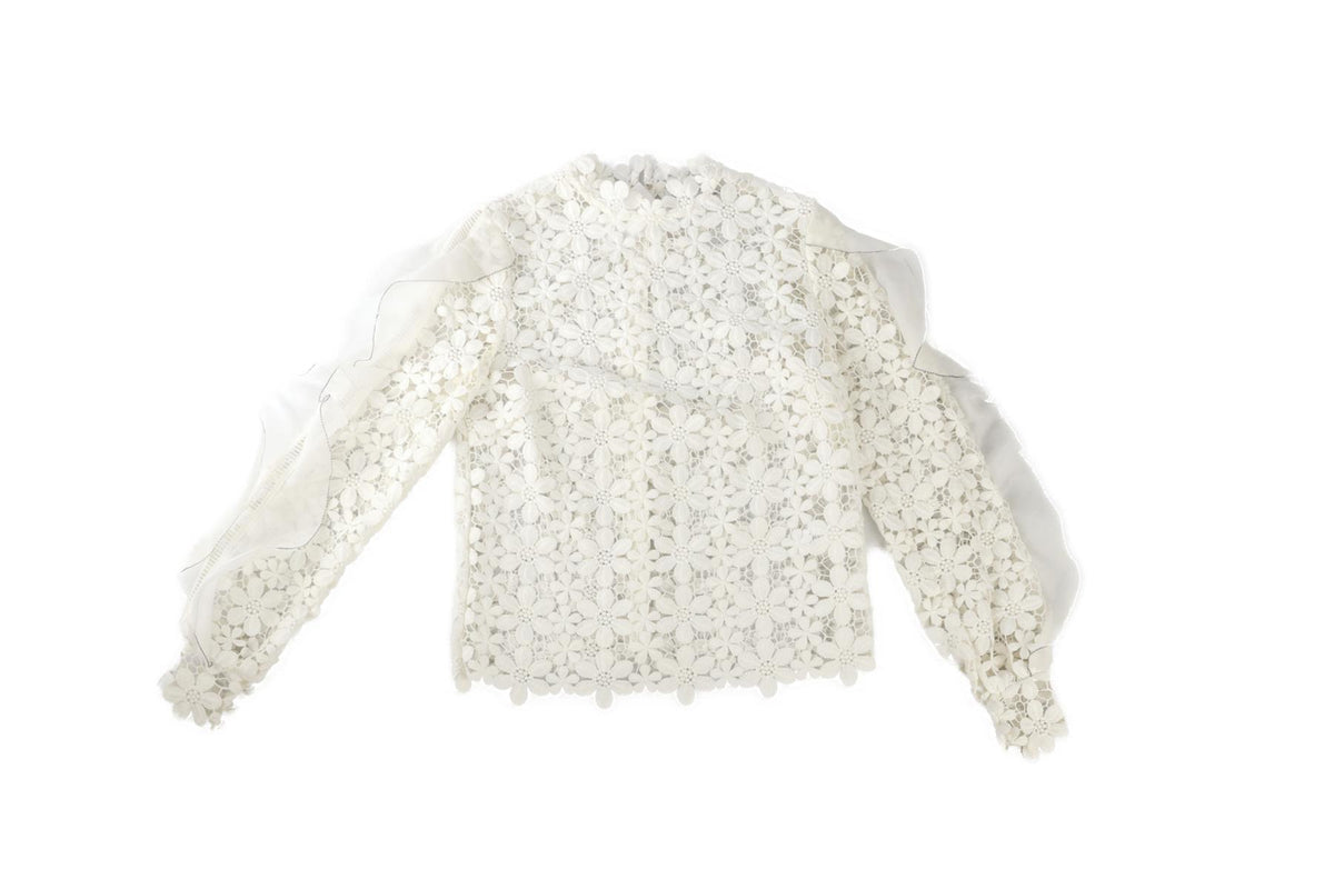 SELF-PORTRAIT WHITE CROCHET TOP UK 4