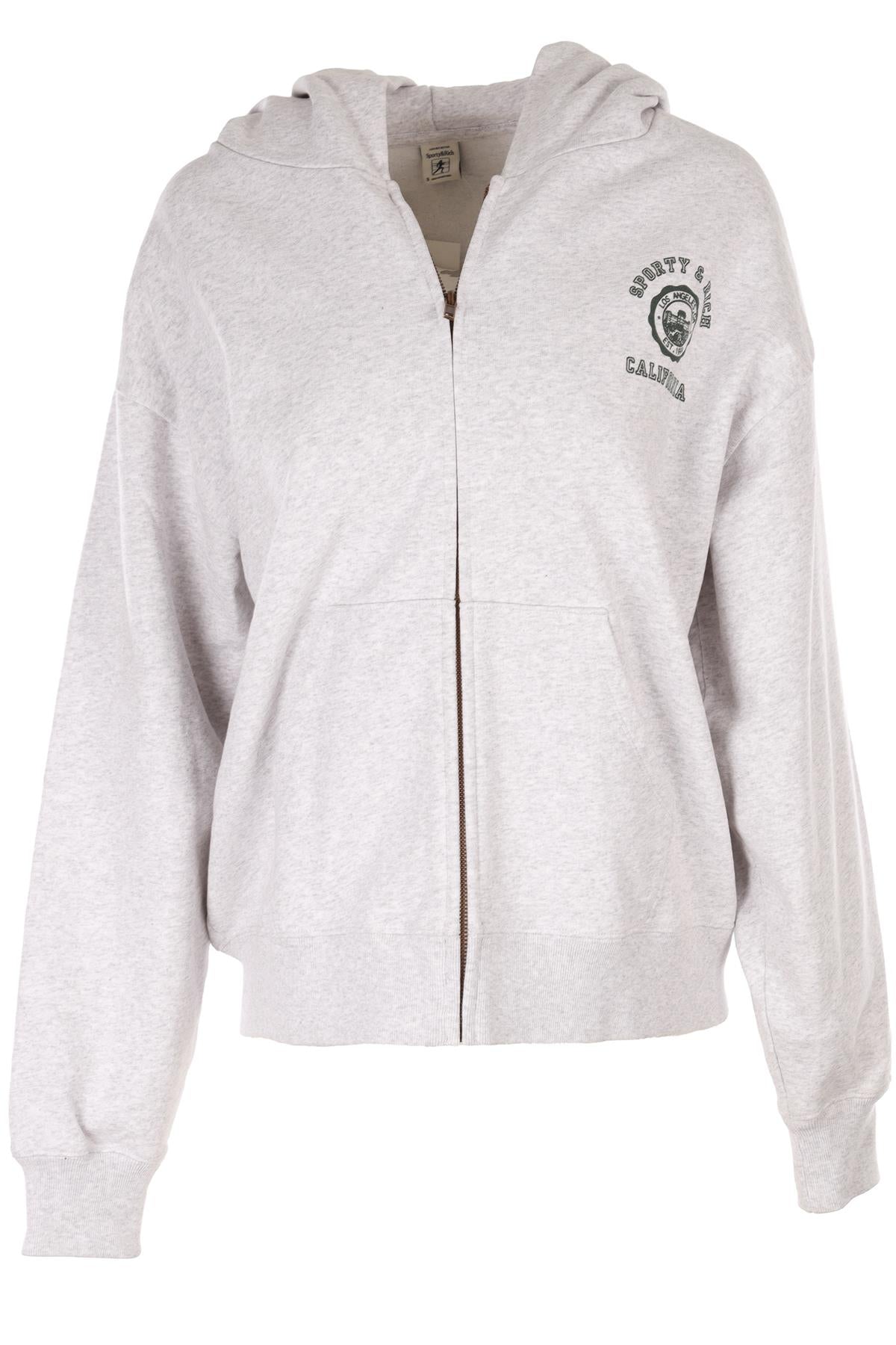 SPORTY & RICH GREY COTTON HOODIE SMALL