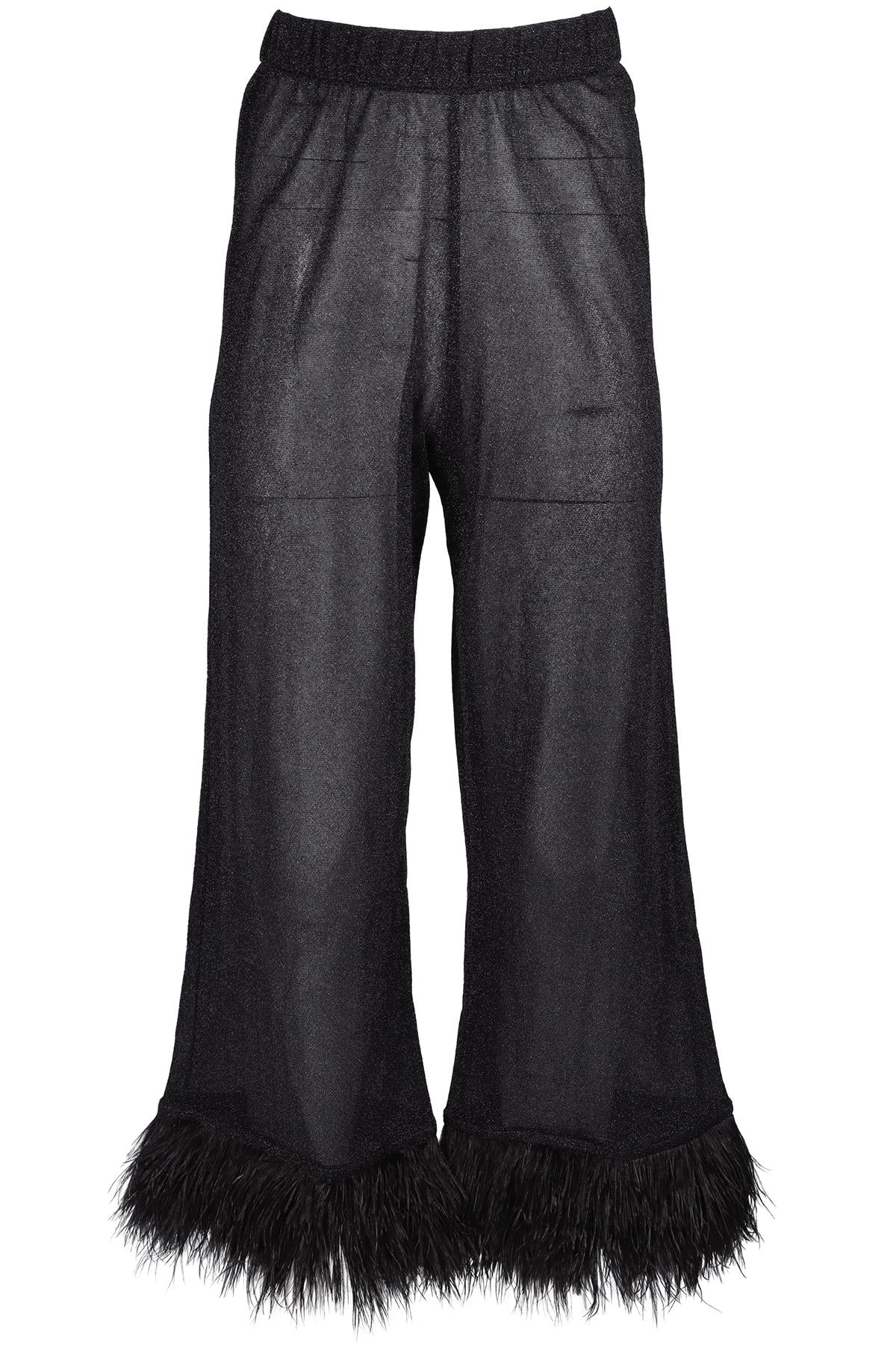 OSEREE BLACK KNIT WIDE LEG PANTS SMALL