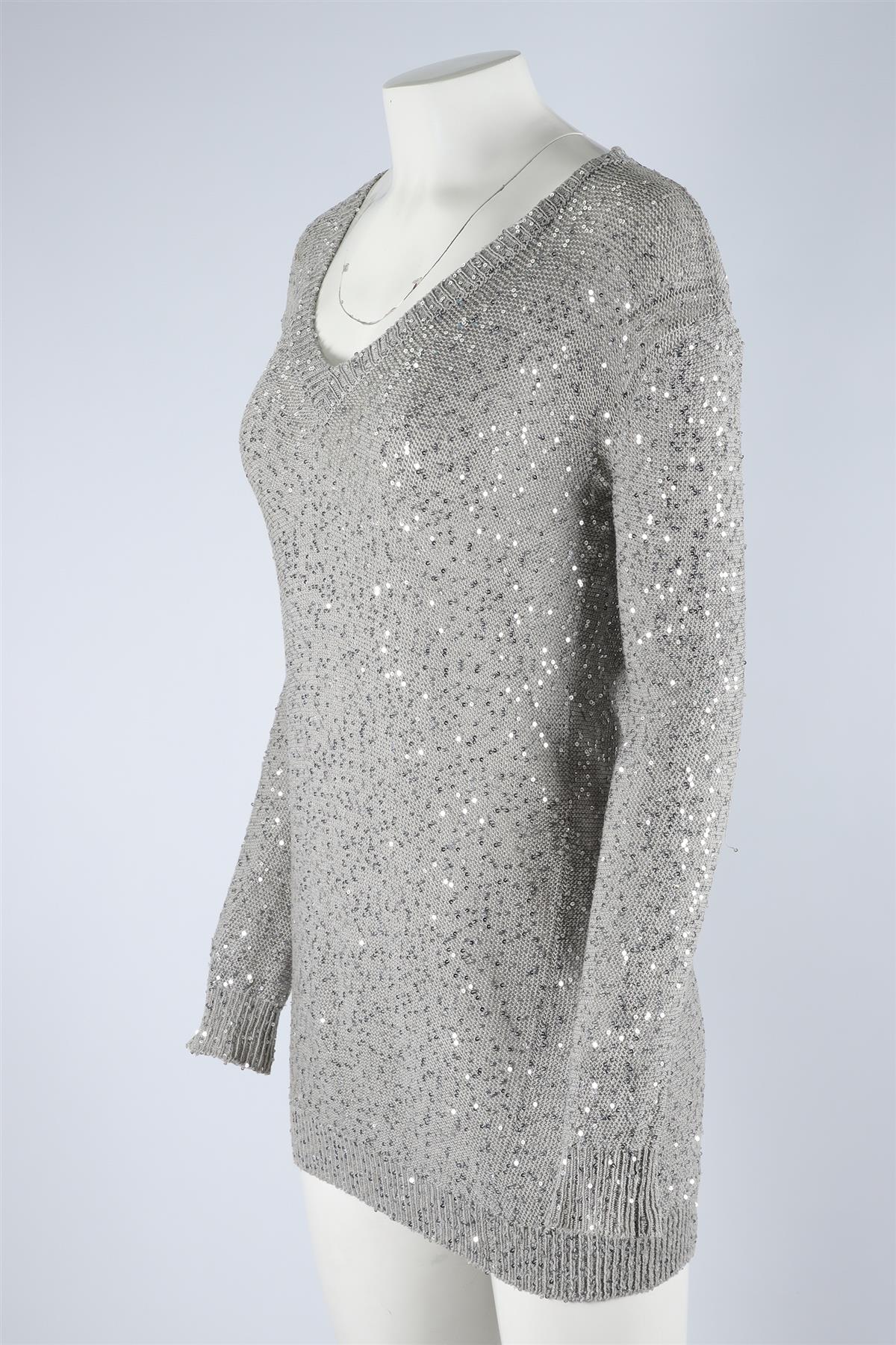STELLA MCCARTNEY SILVER COTTON SWEATER IT 38 UK 6
