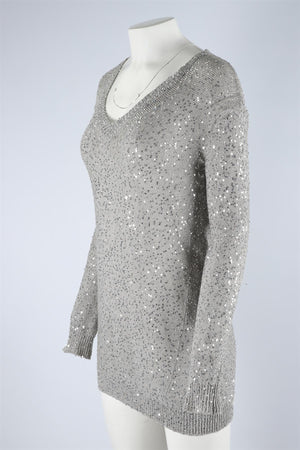 STELLA MCCARTNEY SILVER COTTON SWEATER IT 38 UK 6