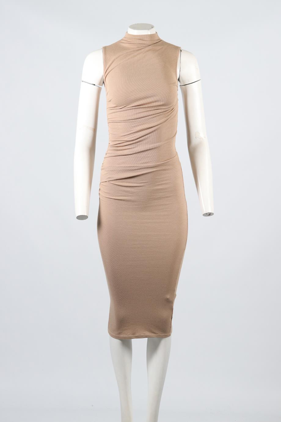ENZA COSTA RIBBED SILK BLEND MIDI DRESS XSMALL