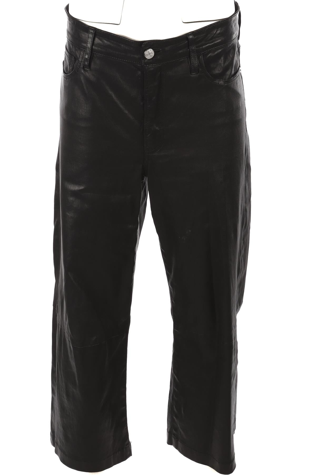 FRAME BLACK LEATHER WIDE LEG PANTS