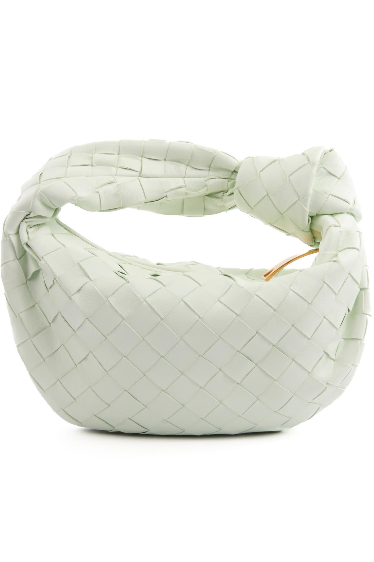 BOTTEGA VENETA GREEN JODIE MINI INTRECCIATO LEATHER TOTE BAG